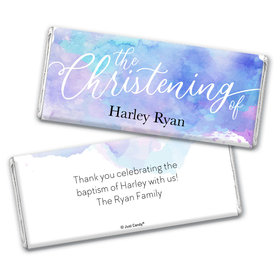 Personalized Watercolor Christening Chocolate Bar Wrappers Only
