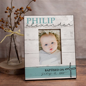 Personalized Baptism Rustic Cross Picture Frame