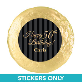 50th Birthday 1.25" Sticker Elegant Formal Pinstripes (48 Stickers)