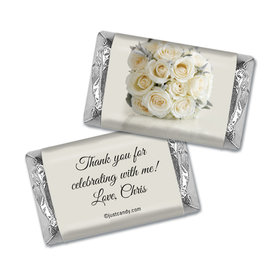 Birthday Personalized Hershey's Miniatures Wrappers Classic White Rose Bouquet