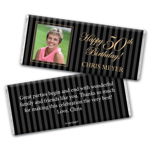 Birthday Personalized Chocolate Bar Wrappers Formal Pinstripes Photo