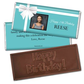 Birthday Personalized Embossed Chocolate Bar Tiffany Style Bow Photo