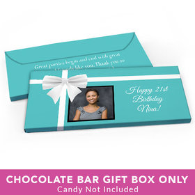 Deluxe Personalized Birthday Photo & Bow Candy Bar Favor Box