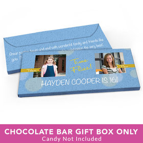 Deluxe Personalized Adult Birthday Time Flies Then & Now Photo Candy Bar Favor Box