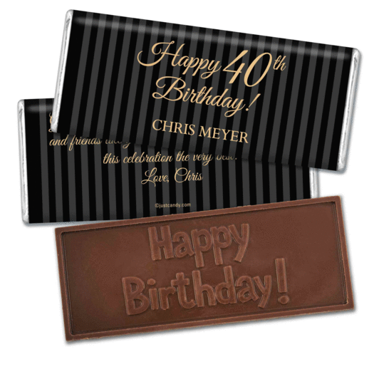 Milestones Personalized Embossed Chocolate Bar 40th Birthday Favors