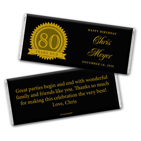 Milestones Personalized Chocolate Bar Candy 80th Birthday Wrappers