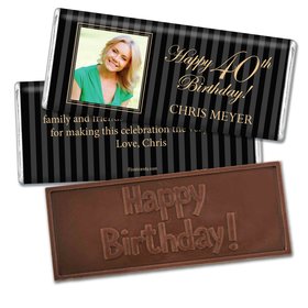 Milestones Personalized Embossed Chocolate Bar 40th Birthday