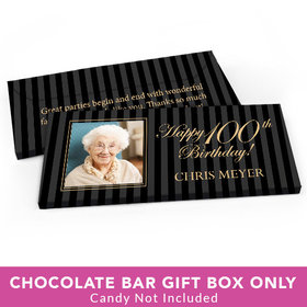 Deluxe Personalized Birthday Photo 100th Candy Bar Favor Box