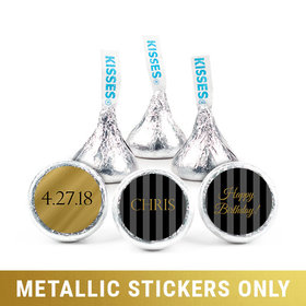 Personalized Metallic Birthday Stripes 3/4" Stickers (108 Stickers)