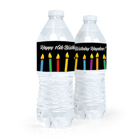 Personalized Birthday Lit Candles Water Bottle Sticker Labels (5 Labels)