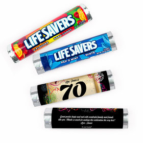 Personalized 70th Confetti Lifesavers Rolls (20 Rolls)