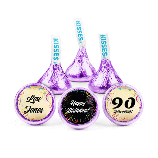 Personalized Milestone 90th Birthday Confetti Hershey's Kisses