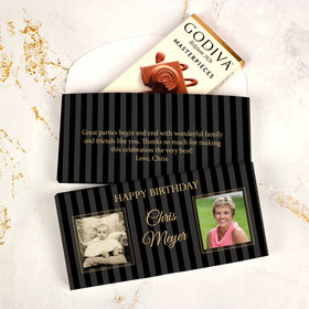 Deluxe Personalized Birthday Godiva Chocolate Bar in Gift Box - Before After