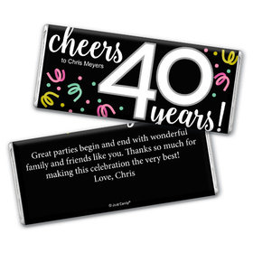 Personalized Milestone Birthday Forty Confetti Chocolate Bar & Wrapper