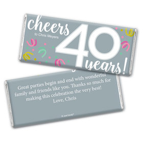 Personalized Milestone Birthday Forty Confetti Chocolate Bar Wrappers Only