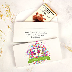 Deluxe Personalized Birthday Godiva Chocolate Bar in Gift Box - Colorful Dots 32