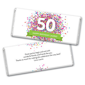 Personalized Milestone Birthday Confetti Burst Chocolate Bar Wrappers Only