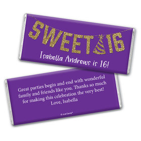 Personalized Birthday Sweet 16 Glitter Party Chocolate Bar & Wrapper