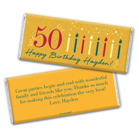 Personalized Milestone Birthday Vintage Fifty Chocolate Bar Wrappers Only