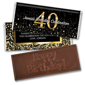 Personalized Milestone Elegant Birthday Bash 40 Embossed Chocolate Bar & Wrapper