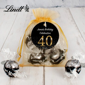 Personalized Milestone Lindt Truffle Organza Bag- Elegant 40th Birthday Bash