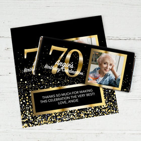 Personalized 70th Birthday Celebration Chocolate Bar Wrappers