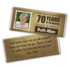 Personalized Milestone 70th Birthday Years to Perfection Chocolate Bar Wrappers