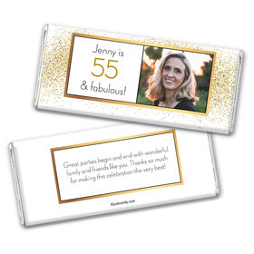 Personalized Birthday Glimmering Gold Photo Chocolate Bar