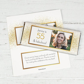 Personalized Birthday Glimmering Gold Photo Chocolate Bar Wrappers