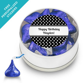 Birthday Personalized Small Silver Plastic Tin Polka Dot (25 Pack)