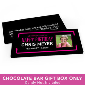 Deluxe Personalized Adult Birthday Celebrate Photo Candy Bar Favor Box