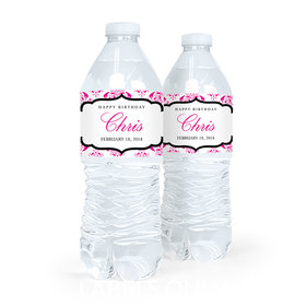 Personalized Birthday Baroque Pattern Water Bottle Sticker Labels (5 Labels)