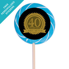 Milestones Personalized 3" Swirly Pop 40th Birthday Favors (12 Pack)