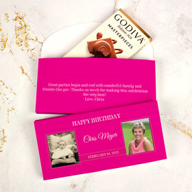 Deluxe Personalized Birthday Godiva Chocolate Bar in Gift Box - Before-After