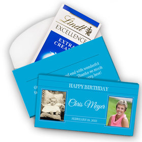 Deluxe Personalized Birthday Monogram Then & Now Lindt Chocolate Bar in Gift Box (3.5oz)