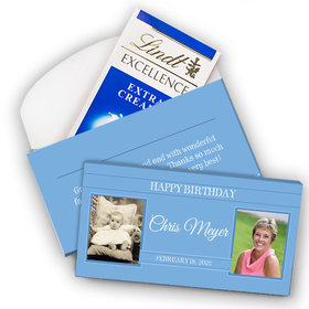 Deluxe Personalized Birthday Monogram Then & Now Lindt Chocolate Bar in Gift Box (3.5oz)