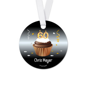 Personalized Round Birthday 60th Birthday Cupcake Favor Gift Tags (20 Pack)