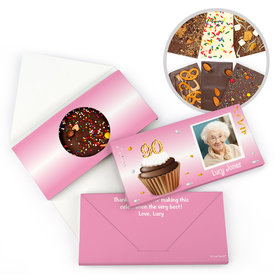 Personalized Milestone Birthday 90th Cupcake Photo Gourmet Infused Belgian Chocolate Bars (3.5oz)