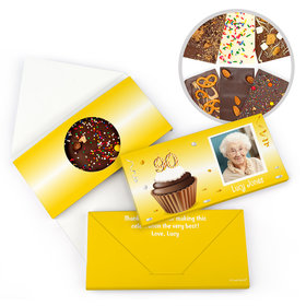 Personalized Milestone Birthday 90th Cupcake Photo Gourmet Infused Belgian Chocolate Bars (3.5oz)