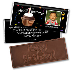 Personalized Birthday Embossed Happy birthday Chocolate Bar Photo Cupcake 1st