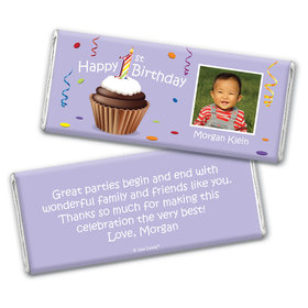 Birthday Personalized Chocolate Bar Wrappers Photo Cupcake 1st