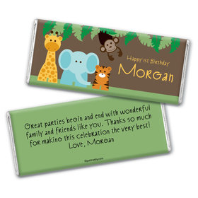Birthday Personalized Chocolate Bar Wrappers Jungle Safari Animals