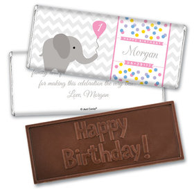Personalized Birthday Embossed Happy birthday Chocolate Bar Chevron Dots Elephant