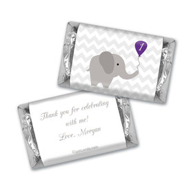 Birthday Personalized Hershey's Miniatures Chevron Dots Elephant