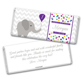 Birthday Personalized Chocolate Bar Wrappers Chevron Dots Elephant