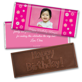 Personalized Birthday Embossed Happy birthday Chocolate Bar Flowers & Photo