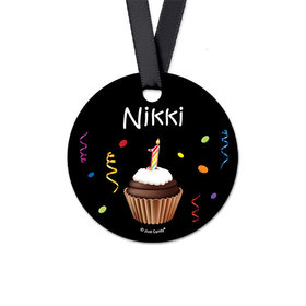 Personalized Round Cupcake Birthday Favor Gift Tags (20 Pack)