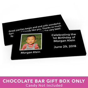 Deluxe Personalized First Birthday Photo & Message Candy Bar Favor Box