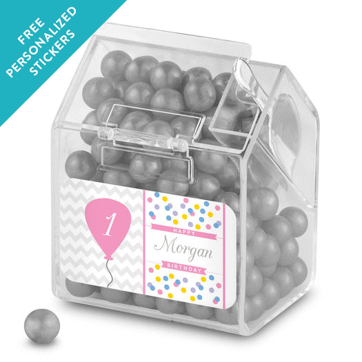 Birthday Personalized Candy Bin Dispenser Chevron Dots Elephant (12 Pack)