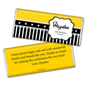 Birthday Personalized Chocolate Bar Glamour Stripes & Lace